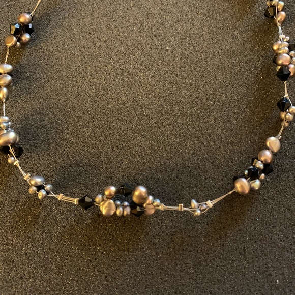 Lia Sophia Necklace Black Gray Silver - Picture 2 of 4